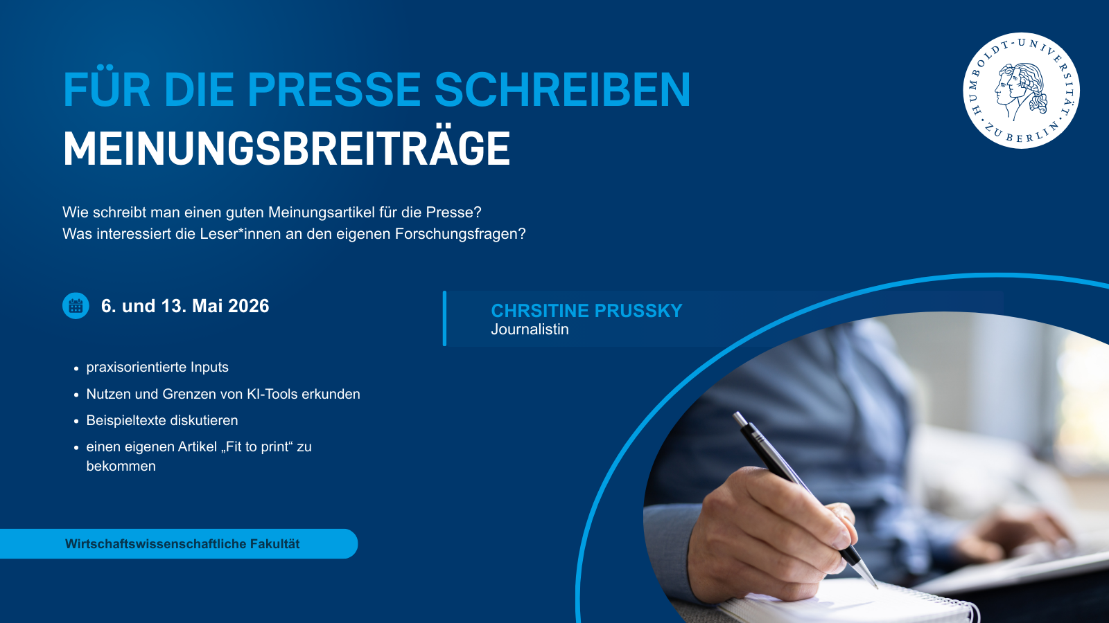 Training Für die Presse schreiben / Meinungsbeiträge, mit Journalistin Christine Prußky